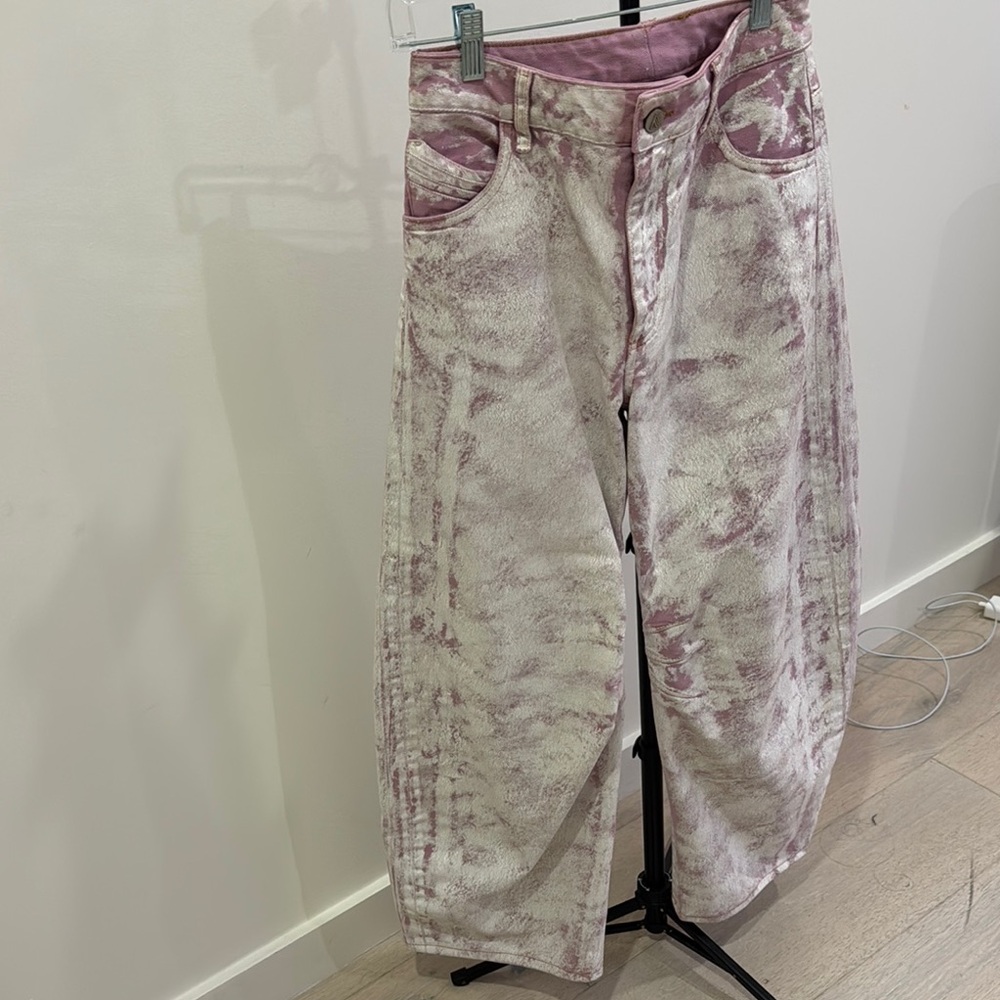 The Attico Pink and White Flare Jeans